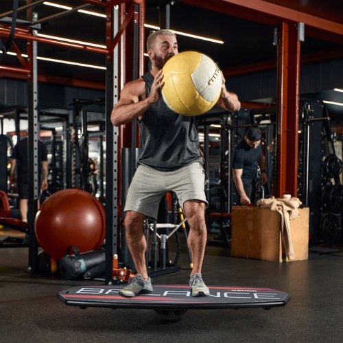 Balance Board, 3-Level Height Adjustable Wobble Board Trainer for Adults, Premium Wooden Balance Training Equipment, with Roller, Magnetic Stoppers, Storage Rack, for Core Workouts, Surf Trainer