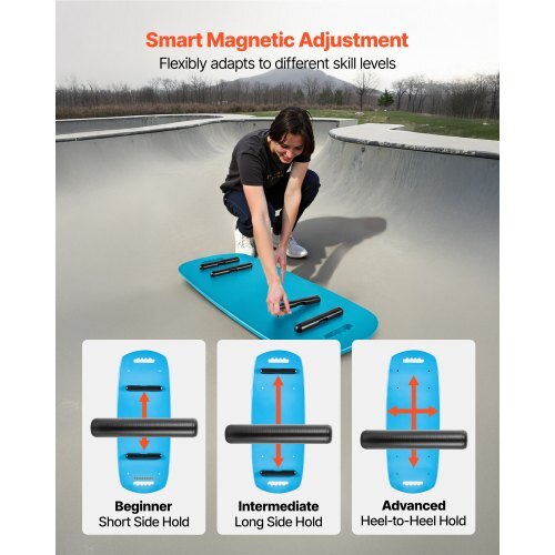 Balance Board, Wobble Board Trainer for Adults, Premium Wooden Balance Training Equipment with Roller, Magnetic Stoppers, Storage Rack, for Core Workouts, Surf Trainer & Physical Therapy, Blue
