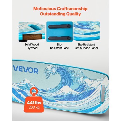 Balance Board, Wobble Board Trainer for Adults, Premium Wooden Balance Training Equipment with Roller, Magnetic Stoppers, Storage Rack, for Core Workouts, Surf Trainer & Physical Therapy, Blue