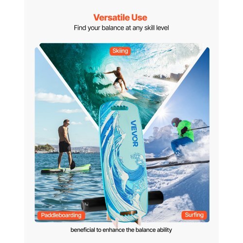 Balance Board, Wobble Board Trainer for Adults, Premium Wooden Balance Training Equipment with Roller, Magnetic Stoppers, Storage Rack, for Core Workouts, Surf Trainer & Physical Therapy, Blue