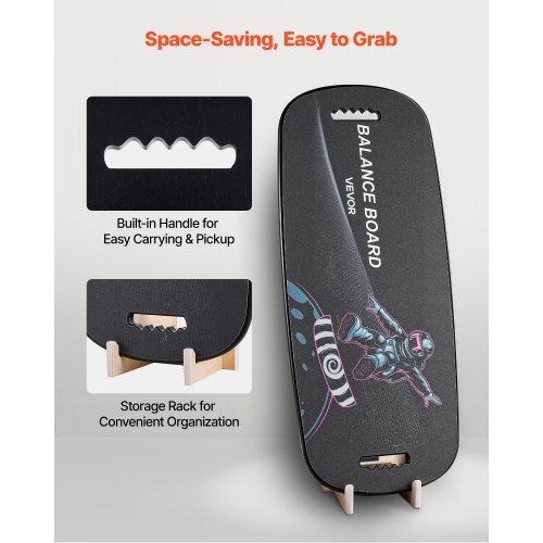Balance Board, 2-in-1 Wobble Board Trainer for Adults, Premium Wooden Balance Training Equipment, with Roller, Magnetic Stoppers, Storage Rack, for Core Workouts, Surf Trainer & Physical Therapy