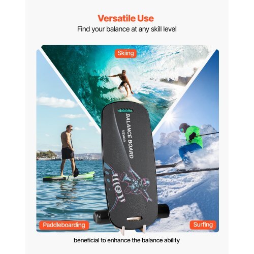 Balance Board, 2-in-1 Wobble Board Trainer for Adults, Premium Wooden Balance Training Equipment, with Roller, Magnetic Stoppers, Storage Rack, for Core Workouts, Surf Trainer & Physical Therapy