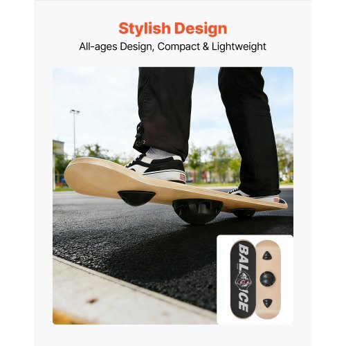 Balance Board, Wobble Board Trainer for Adults 3-Level Adjustable Base, Premium Wooden Balance Training Equipment, Slip-Resistant Surface for Core Workout, Standing Desk Exercise, Home Gym, Yoga