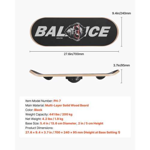 Balance Board, Wobble Board Trainer for Adults 3-Level Adjustable Base, Premium Wooden Balance Training Equipment, Slip-Resistant Surface for Core Workout, Standing Desk Exercise, Home Gym, Yoga