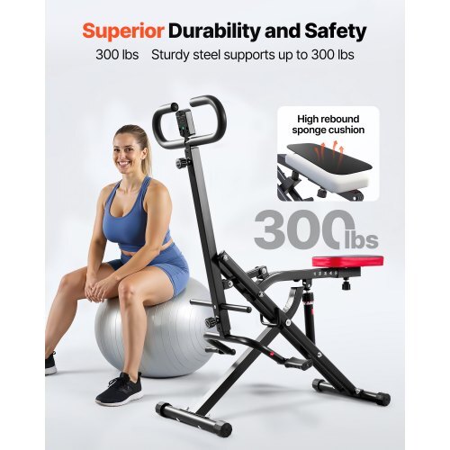 Squat Machine, Deep Squat Rowing Machine for Home, Easy Setup & Foldable Exercise Equipment, Glute Trainer Machine with 12-Gear Adjustable Resistance, Glutes & Leg Home Workout Machine, Black
