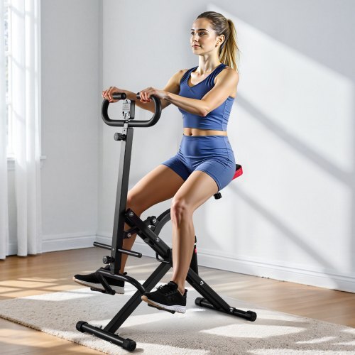 Squat Machine, Deep Squat Rowing Machine for Home, Easy Setup & Foldable Exercise Equipment, Glute Trainer Machine with 12-Gear Adjustable Resistance, Glutes & Leg Home Workout Machine, Black