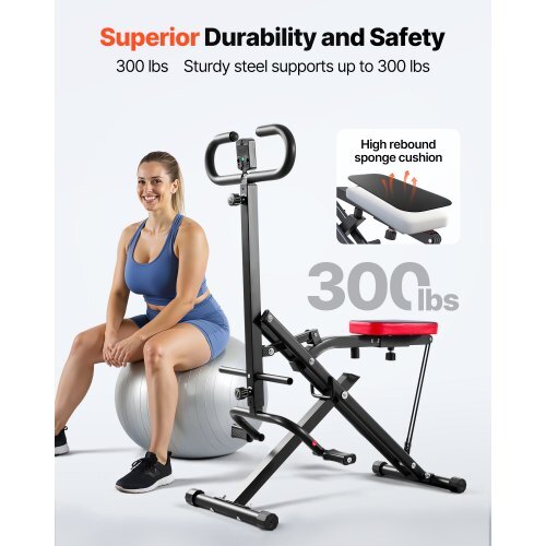 Squat Machine, Deep Squat Rowing Machine for Home, Easy Setup & Foldable Exercise Equipment, Glute Trainer Machine with 2 High-Strength Resistance Bands, Glutes & Leg Home Workout Machine, Black