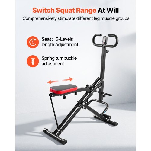 Squat Machine, Deep Squat Rowing Machine for Home, Easy Setup & Foldable Exercise Equipment, Glute Trainer Machine with 2 High-Strength Resistance Bands, Glutes & Leg Home Workout Machine, Black