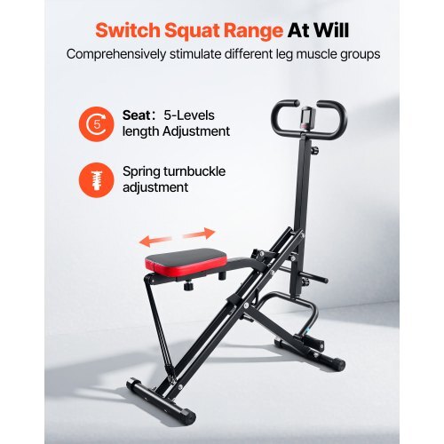 Squat Machine, Deep Squat Rowing Machine for Home, Easy Setup & Foldable Exercise Equipment, Glute Trainer Machine with 3 High-Strength Resistance Bands, Glutes & Leg Home Workout Machine, Black