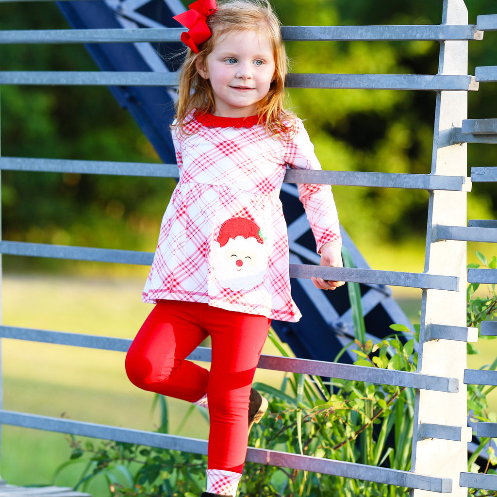 AnnLoren Girls Boutique Santa Holiday Christmas Holiday Clothing Set Outfit-3
