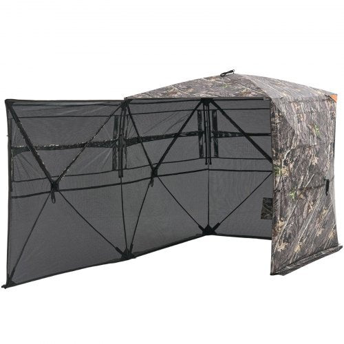 Hunting Blind, 2-3 Person See Through Ground Blinds with Carrying Bag, 360 Degree Portable Camouflage Tent, Durable Concealed Shelter with Silent Side Door and Window, for Turkey and Deer