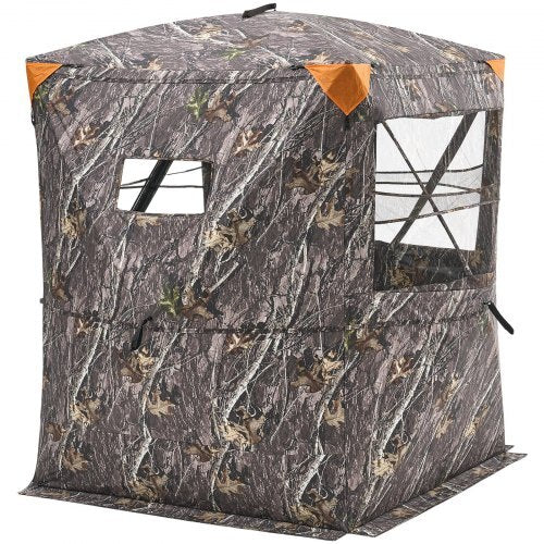 Hunting Blind, 2-3 Person Thermal Ground Blinds with Tri-Leg Chair and Carrying Bag, Portable Camouflage Tent, Durable Concealed Shelter with Silent Zipper Door and Window, for Turkey Deer