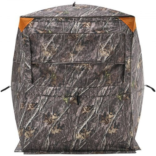 Hunting Blind, 2-3 Person Thermal Ground Blinds with Tri-Leg Chair and Carrying Bag, Portable Camouflage Tent, Durable Concealed Shelter with Silent Zipper Door and Window, for Turkey Deer