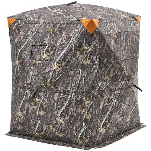 Hunting Blind, 2-3 Person Thermal Ground Blinds with Tri-Leg Chair and Carrying Bag, Portable Camouflage Tent, Durable Concealed Shelter with Silent Zipper Door and Window, for Turkey Deer