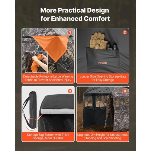 Hunting Blind, 6-7 Person Ground Blinds with Carrying Bag, Portable Camouflage Tent, Reinforced Durable Concealed Shelter with Silent Zipper Door and Window, for Turkey and Deer