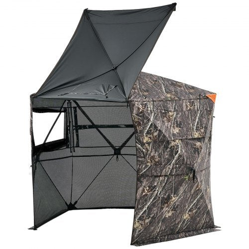 Hunting Blind, 6-7 Person, 288 Degree 5 Side See-Through Ground Blinds with Carrying Bag, Portable Camouflage Tent, Durable Concealed Shelter with Silent Zipper Door and Window, for Turkey Deer