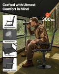 Hunting Chair, 360? Silent Swivel, Lightweight Blind Chair, Heavy-Duty Steel Frame Ground Stool Seat, with Padded Armrests, Height Adjustable, 300 Lbs Capacity, for Outdoor Fishing, Camping