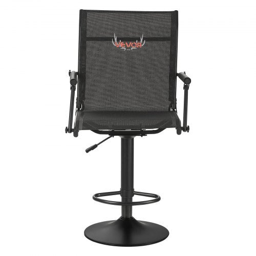 Hunting Chair, 360? Silent Swivel, Lightweight Blind Chair, Heavy-Duty Steel Frame Ground Stool Seat, with Padded Armrests, Height Adjustable, 300 Lbs Capacity, for Outdoor Fishing, Camping