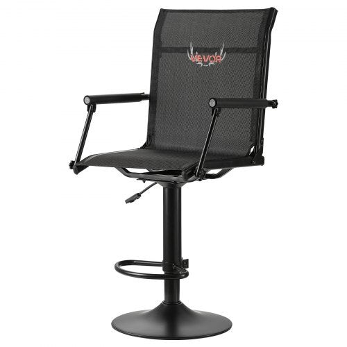 Hunting Chair, 360? Silent Swivel, Lightweight Blind Chair, Heavy-Duty Steel Frame Ground Stool Seat, with Padded Armrests, Height Adjustable, 300 Lbs Capacity, for Outdoor Fishing, Camping