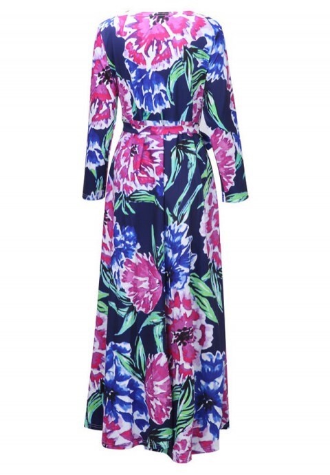 Floral Print Tie Waist Maxi Dress