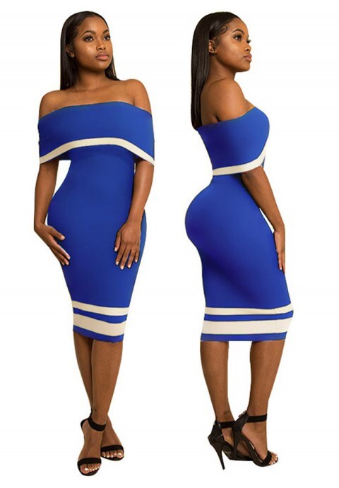 Patchwork Backless Flounce Bodycon Dress