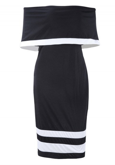 Patchwork Backless Flounce Bodycon Dress
