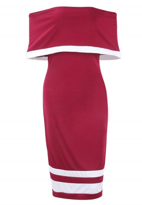 Patchwork Backless Flounce Bodycon Dress