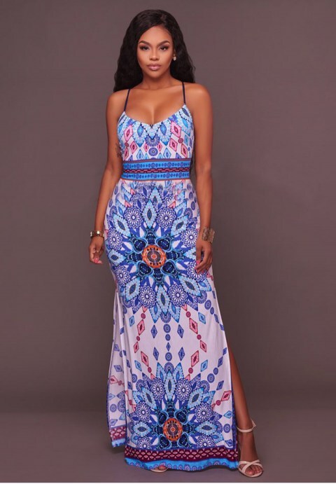 Kuwait Multi-Color Aztec Print Maxi Dress