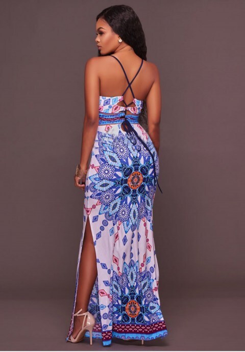 Kuwait Multi-Color Aztec Print Maxi Dress