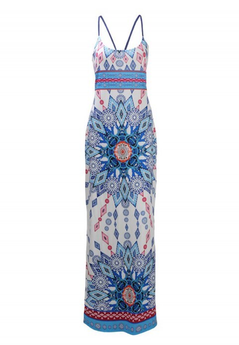 Kuwait Multi-Color Aztec Print Maxi Dress