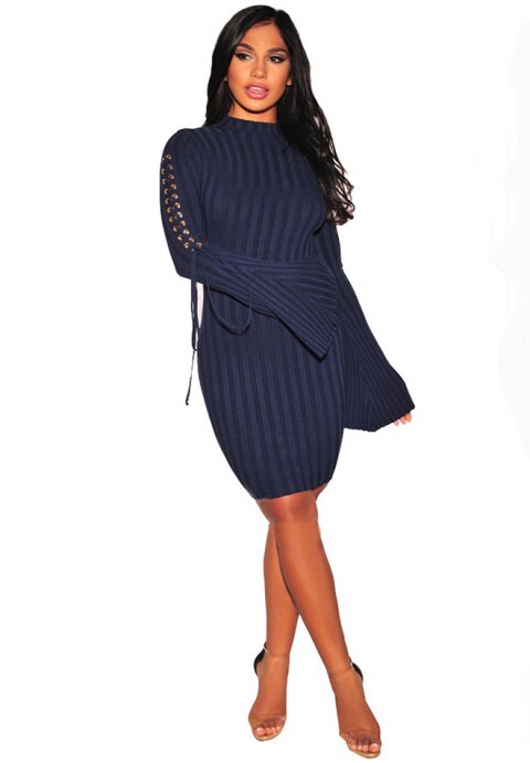 Solid Color Long Sleeve Bodycon Dress