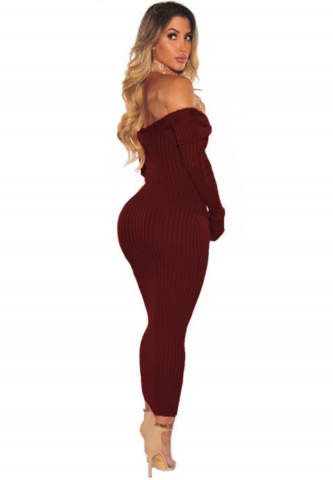 Sexy Off The Shoulder Long Sleeves Bodycon Dress