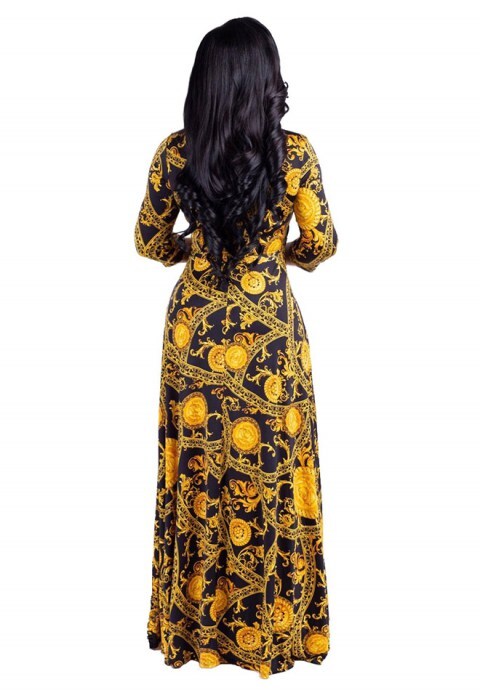 Sexy V-neck Printing Long Dress