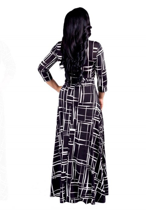 Sexy V-neck Printing Long Dress