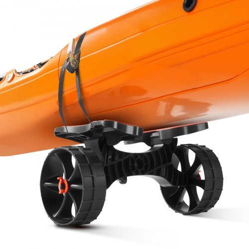 Kayak Cart, 300 lbs Load Capacity, Foldable Kayak Trolley with 10-inch Solid Rubber Tires & 1 Ratchet Strap, Paddle Board Trolley for Carrying Kayaks, Canoes, Paddleboards, Float Mats, Jon Boats