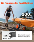 Kayak Cart, 200 lbs Load Capacity, Foldable Kayak Trolley with 10-inch Solid Rubber Tires & 1 Ratchet Strap, Paddle Board Trolley for Carrying Kayaks, Canoes, Paddleboards, Float Mats, Jon Boats