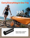 Kayak Cart, 330 lbs Load Capacity, Canoe Cart Dolly with 15-inch Solid Rubber Tires & Kickstand, Assembles & Disassembles Within Seconds, Paddle Board Trolley for Kayaks, Canoes, Paddleboards