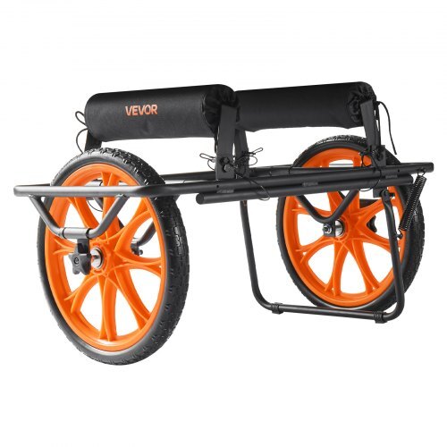 Kayak Cart, 330 lbs Load Capacity, Canoe Cart Dolly with 15-inch Solid Rubber Tires & Kickstand, Assembles & Disassembles Within Seconds, Paddle Board Trolley for Kayaks, Canoes, Paddleboards