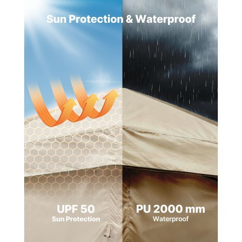 Camping Shower Tent, 2-Room Foldable Privacy Tent Changing Room with Ground Stakes, Ropes, Carry Bag, and Crossbar, 150D Oxford Fabric with Silver Coating, for Camping, Beach, and Fishing