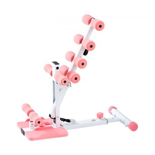 Deep Squat Machine, Adjustable Glutes Trainer Machine with 3 High-Strength Resistance Bands, Folding Core Leg and Glutes Exercise Trainer, Push Up Workout Equipment at Home Gym, Pink + White