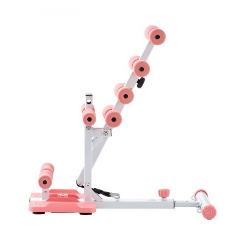 Deep Squat Machine, Adjustable Glutes Trainer Machine with 3 High-Strength Resistance Bands, Folding Core Leg and Glutes Exercise Trainer, Push Up Workout Equipment at Home Gym, Pink + White