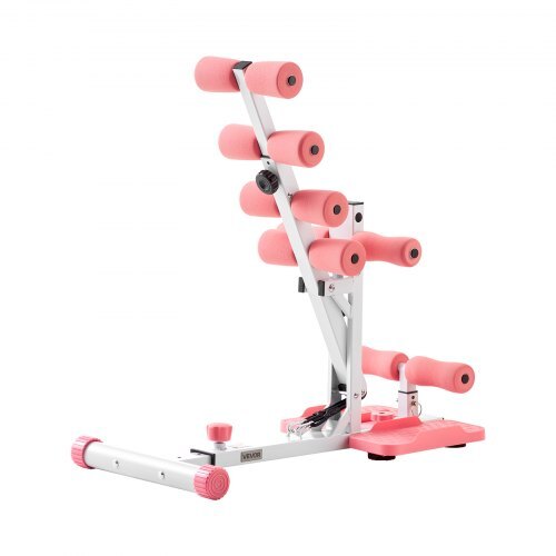 Deep Squat Machine, Adjustable Glutes Trainer Machine with 3 High-Strength Resistance Bands, Folding Core Leg and Glutes Exercise Trainer, Push Up Workout Equipment at Home Gym, Pink + White