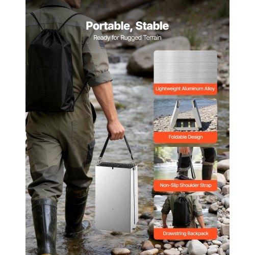 Highbanker Gold Panning Kit, 50" 3-in-1 Folding High Banker Gold Sluice Box, 26 PCS Portable Mining Equipment Prospecting Kit with Gold Pans, Classifier Screen, Magnet, Backpack, and Accessories