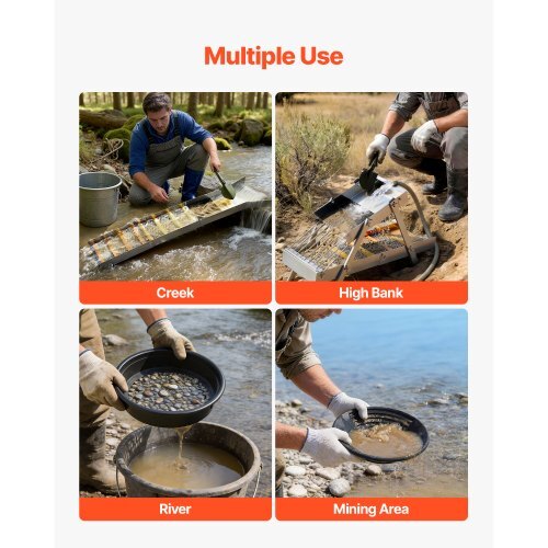 Highbanker Gold Panning Kit, 50" 3-in-1 Folding High Banker Gold Sluice Box, 26 PCS Portable Mining Equipment Prospecting Kit with Gold Pans, Classifier Screen, Magnet, Backpack, and Accessories