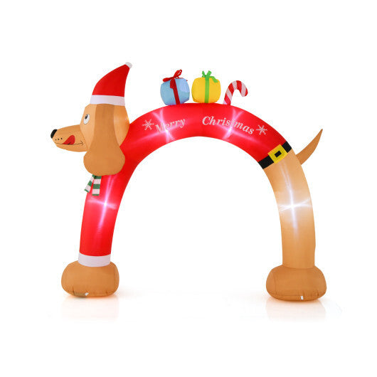8 Feet Lighted Inflatable Christmas Dachshund Arch with Air Blower - Color: Multicolor - Size: 8 ft