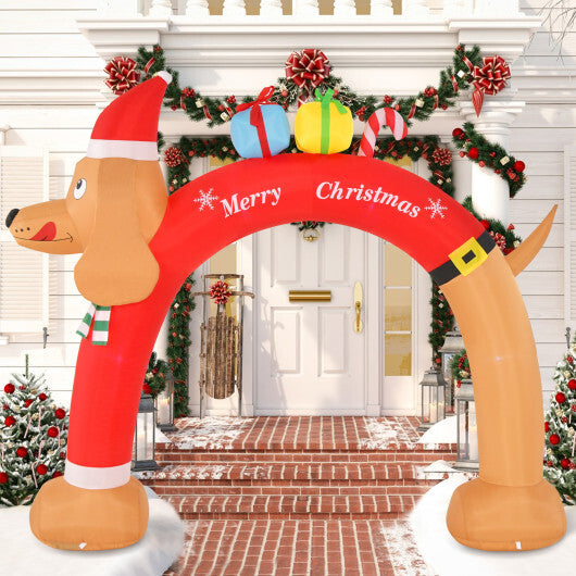 8 Feet Lighted Inflatable Christmas Dachshund Arch with Air Blower - Color: Multicolor - Size: 8 ft