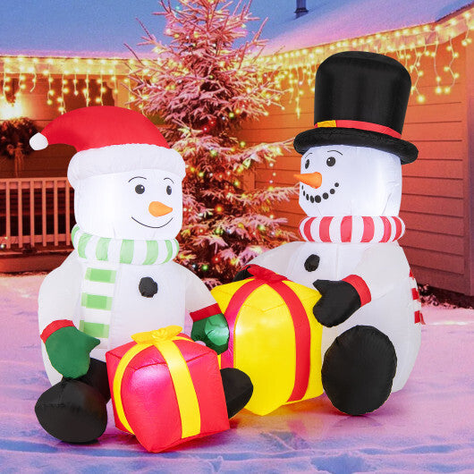 5 Feet 2 Cute Blow-up Snowman Christmas Inflatables with Gift Boxes - Color: Multicolor - Size: 5 ft