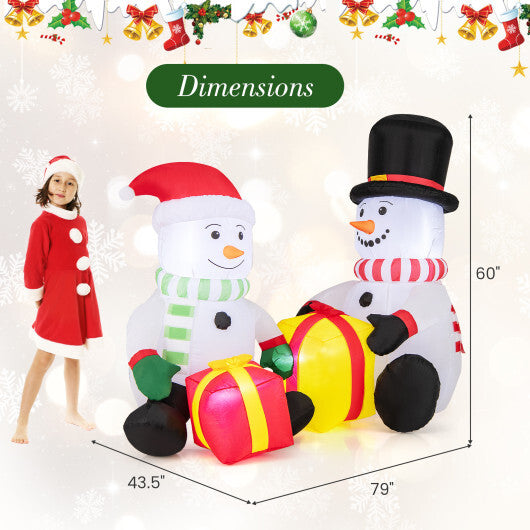 5 Feet 2 Cute Blow-up Snowman Christmas Inflatables with Gift Boxes - Color: Multicolor - Size: 5 ft