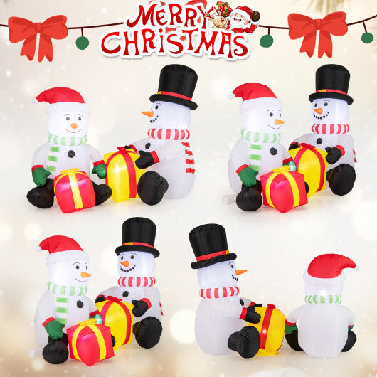 5 Feet 2 Cute Blow-up Snowman Christmas Inflatables with Gift Boxes - Color: Multicolor - Size: 5 ft