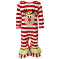 AnnLoren Baby Toddler Girls Boutique Christmas Reindeer Red Striped Romper-0